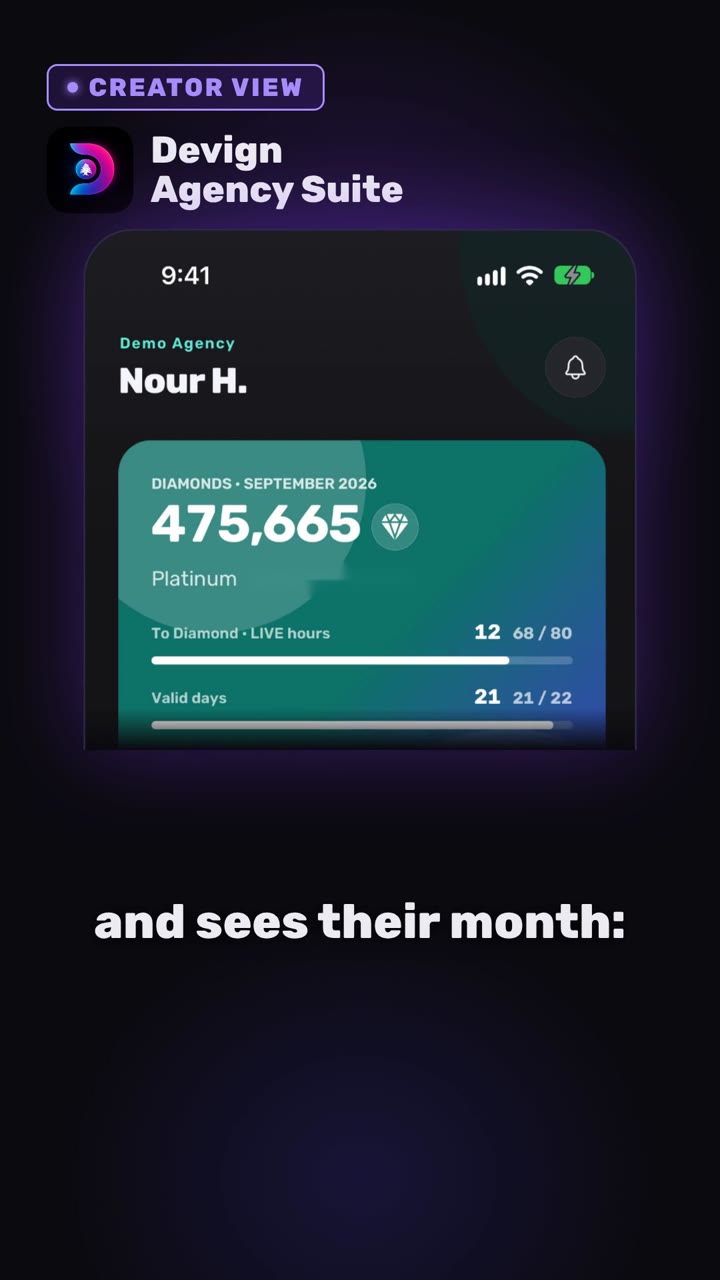 Still from the video: How creators check their diamonds, LIVE hours and level
