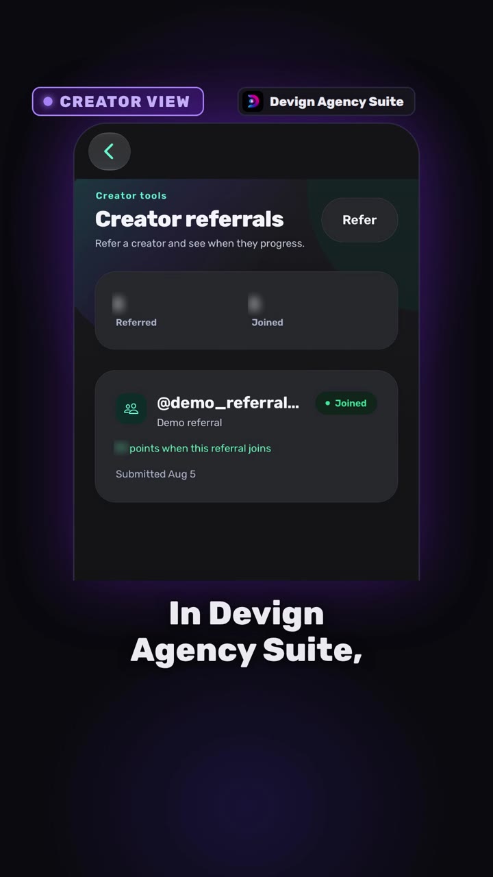 Still from the video: How to refer a creator to your agency