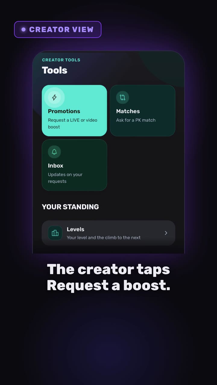 Still from the video: How to request LIVE and video boosts